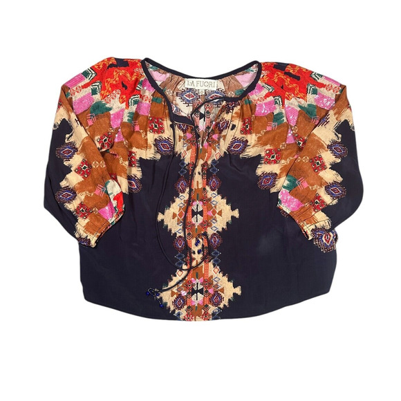 La Fuori Women's Multicolor Bohemian Blouse - Picture 1 of 6